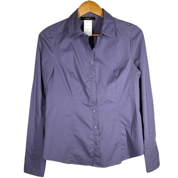 Weekend MaxMara Stretch Cotton Fitted Button Up Shirt Dusty Purple Large - Picture 1 of 5